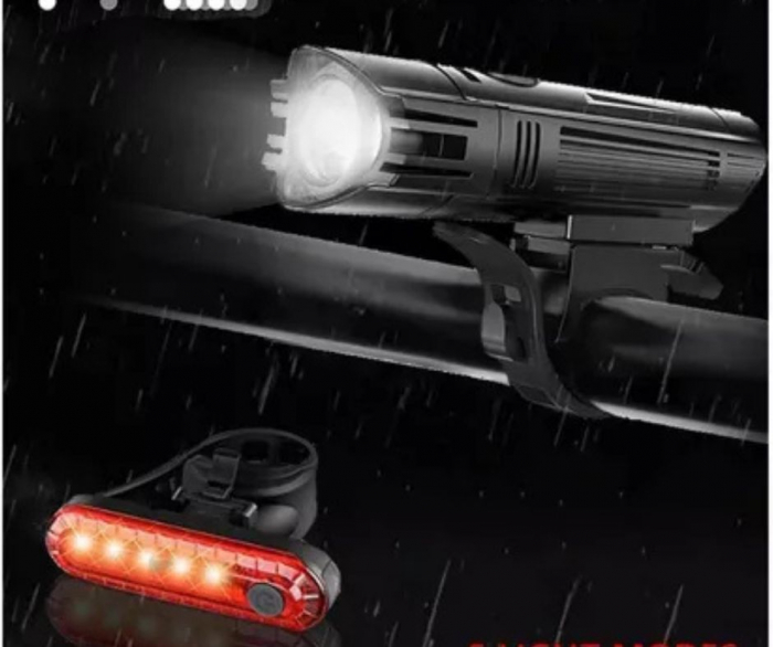 Lanternă LED Reîncărcabilă USB pentru Bicicletă și Trotinetă – Set Față-Spate, 4 Moduri de Iluminare, Rezistentă la Apă [3]