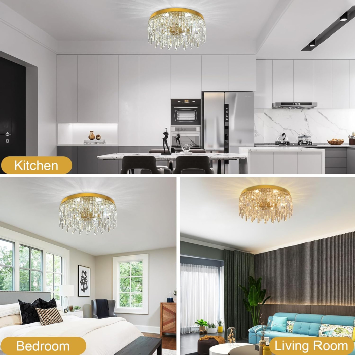 Lustră LED Cristal VETRULUS 40W Auriu cu 3 Temperaturi de Culoare Ø50 cm [6]