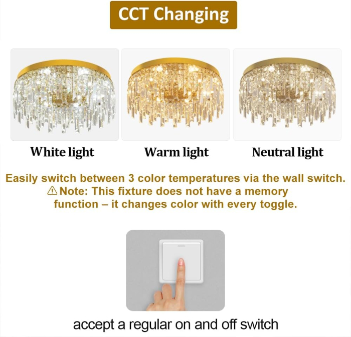 Lustră LED Cristal VETRULUS 40W Auriu cu 3 Temperaturi de Culoare Ø50 cm [2]