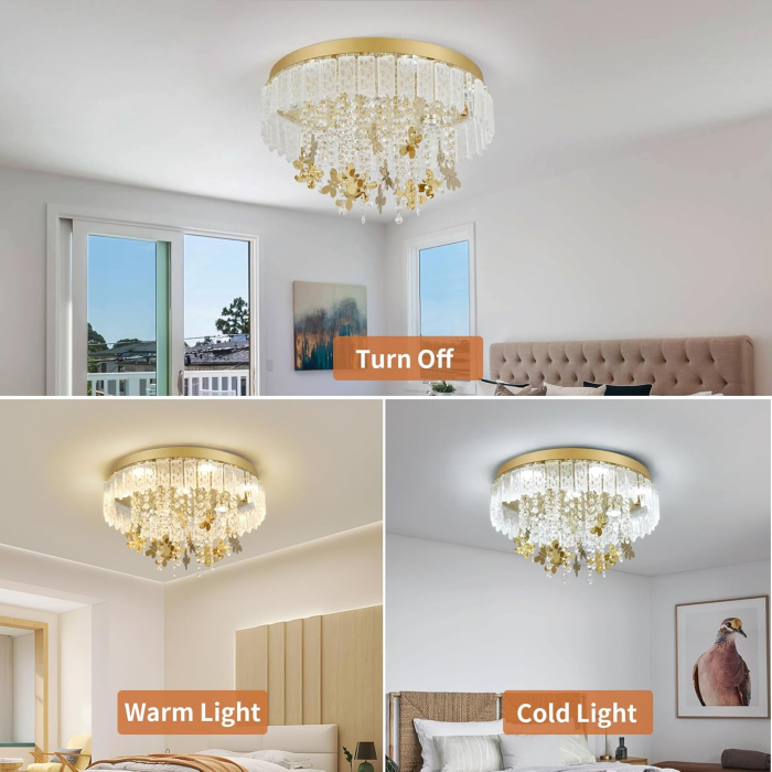 Lustră LED Cristal VETRULUS 40W Auriu cu 3 Temperaturi de Culoare Ø50 cm [4]