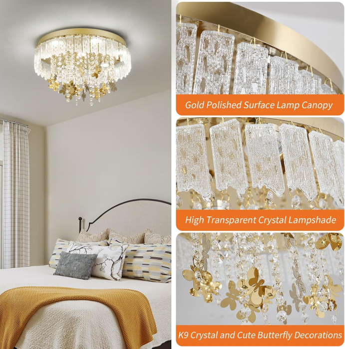 Lustră LED Cristal VETRULUS 40W Auriu cu 3 Temperaturi de Culoare Ø50 cm [8]