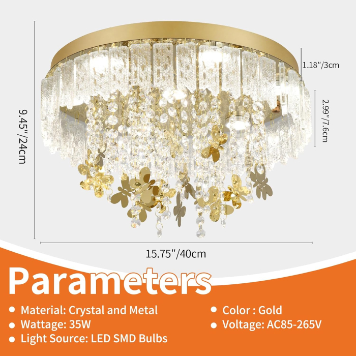 Lustră LED Cristal VETRULUS 40W Auriu cu 3 Temperaturi de Culoare Ø50 cm [2]