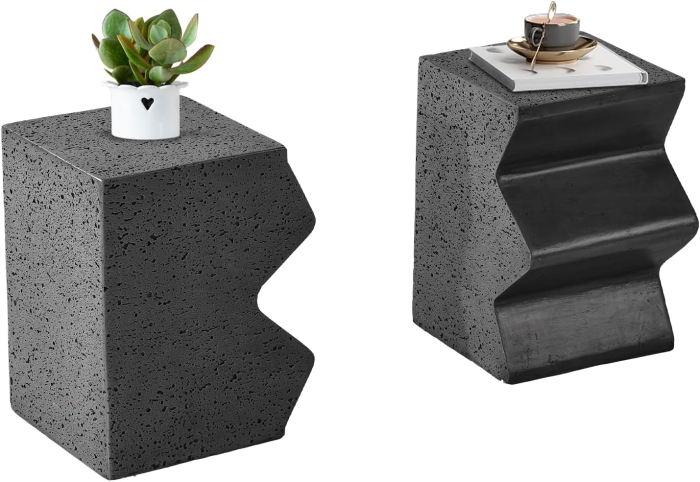 Masă Auxiliară HOMPUS Set 2 Bucăți Aspect Beton pentru Exterior și Interior [1]