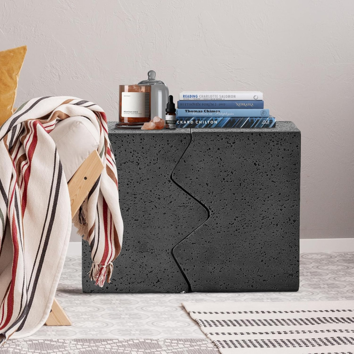 Masă Auxiliară HOMPUS Set 2 Bucăți Aspect Beton pentru Exterior și Interior [5]