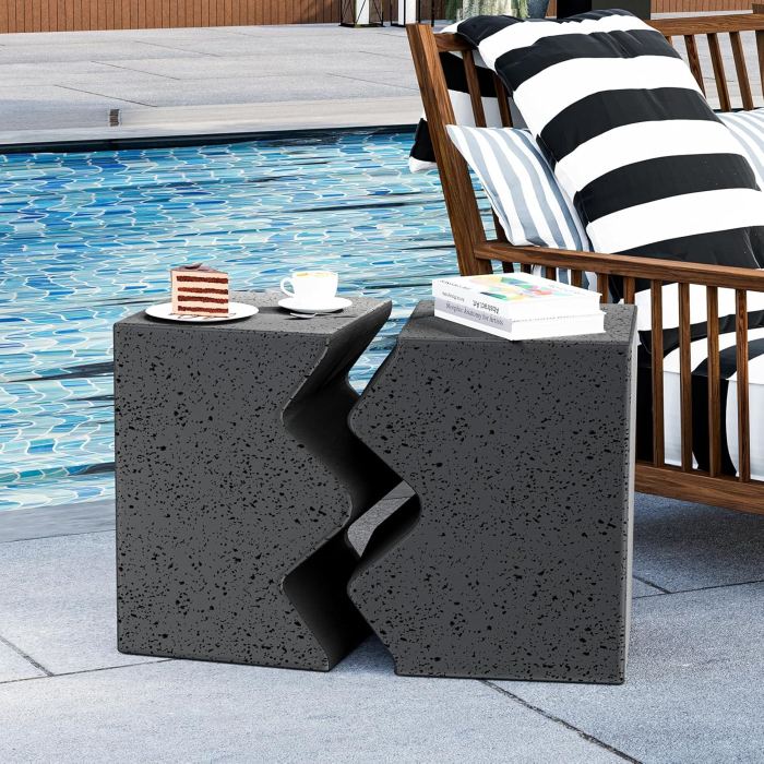 Masă Auxiliară HOMPUS Set 2 Bucăți Aspect Beton pentru Exterior și Interior [2]