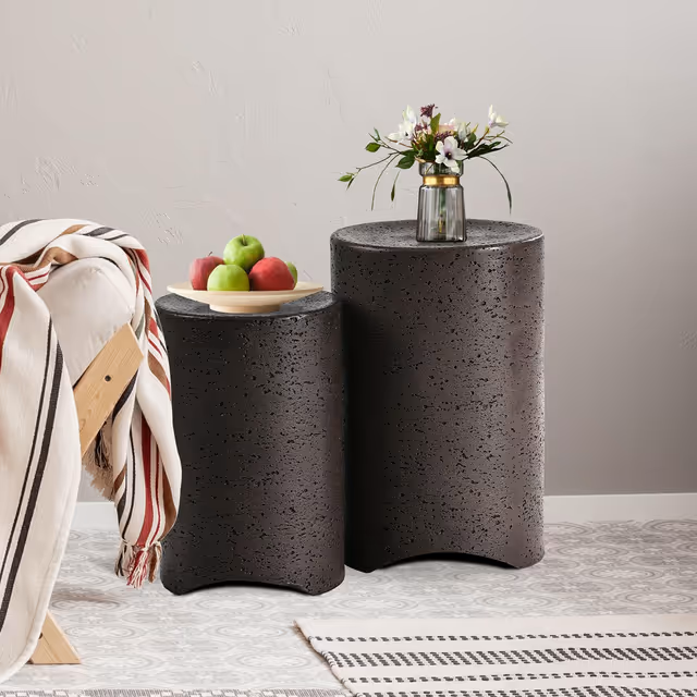 Masă Laterală HOMPUS din MgO, Design Modern Tip Ciupercă, Maro Deschis, pentru Living, Terasă, Balcon și Grădină [4]