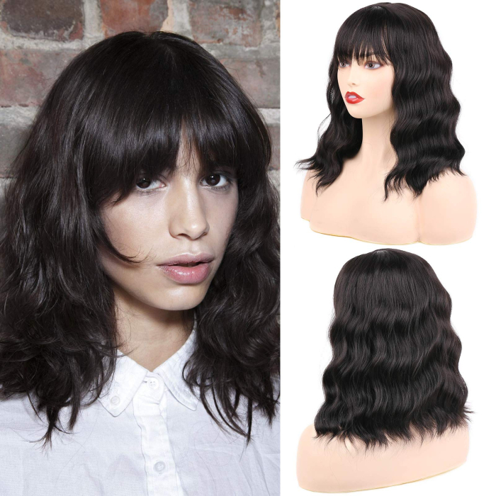 Perucă Damă Sintetică Păr Lung 35 cm Termorezistentă – Negru [4]