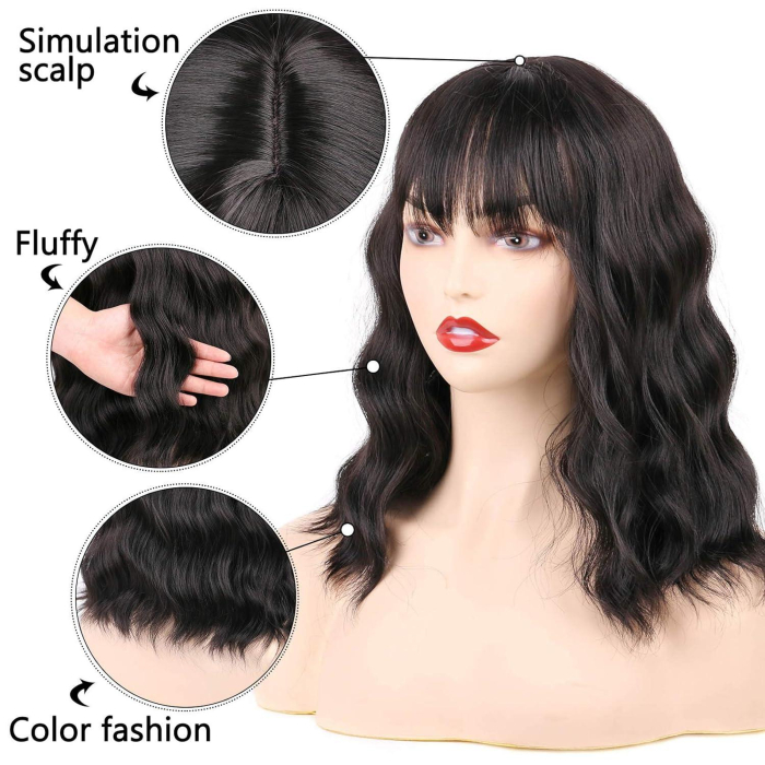 Perucă Damă Sintetică Păr Lung 35 cm Termorezistentă – Negru [5]