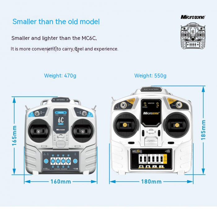 Microzone MC6C – Radiocomandă 6 Canale cu Receiver Inclus | Control Precis & Semnal Puternic [4]