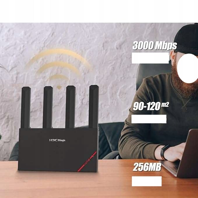 Router WiFi dual band 2,4 / 5 GHz, cu 4 antene externe, acoperire până la 120 m², semnal stabil și performanță ridicată. [2]