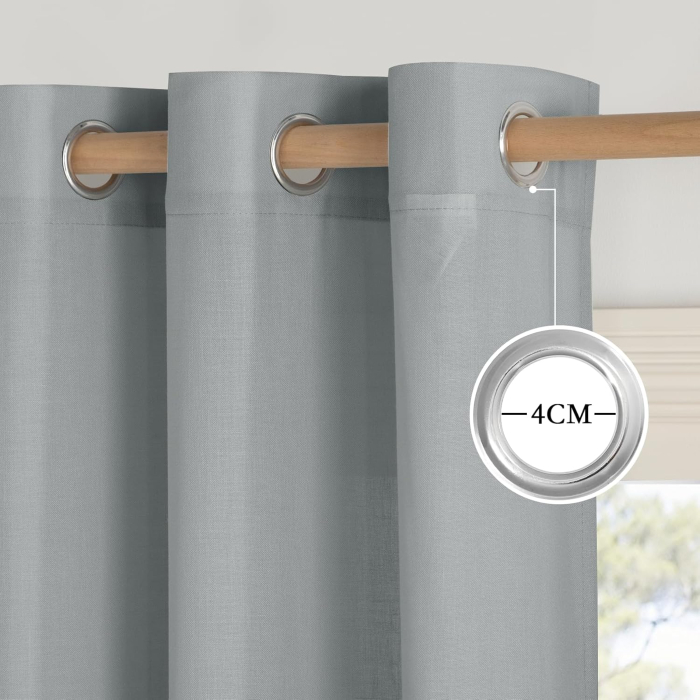 Set 2 Perdele Semi-Transparente Aspect In cu Inele – Albastru Gri 140 × 245 cm [3]