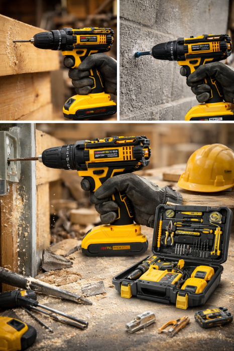 Set Bormașină cu Percuție 36V 5Ah 2 Baterii Li-Ion 62Nm 30 Accesorii [5]