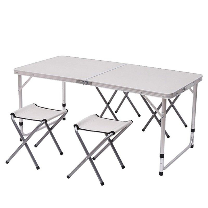 Set camping masa cu 4 scaune pliabile aluminiu argintiu [5]