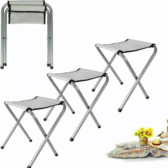 Set camping masa cu 4 scaune pliabile aluminiu argintiu [8]