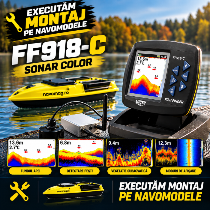 Sonar Color FF918-C pentru Navomodel – Wireless 500 m, cu Montaj Profesional și Testare pe Apă [2]