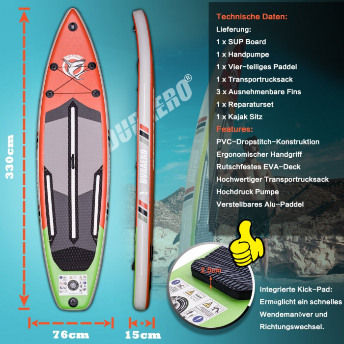 Placă SUP Gonflabilă Portocalie 2-în-1 – Oferta Limitată! Tot ce Ai Nevoie pentru Aventuri de Neuitat. Cumpără Acum, Stocuri Reduse! [3]