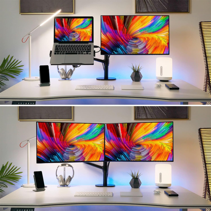 Suport Monitor si Laptop 2 in 1 cu Arc Pneumatic 17–32 inch VESA 75x75 100x100 Reglabil 360° [5]