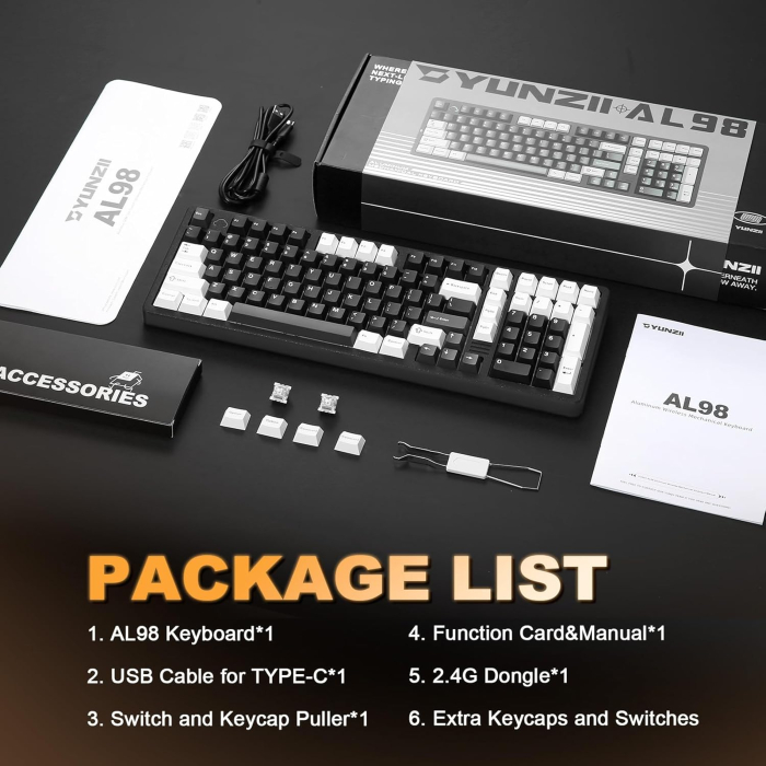 Tastatură Mecanică Wireless YUNZII AL98 Aluminiu RGB QMK/VIA Milk Switch [2]