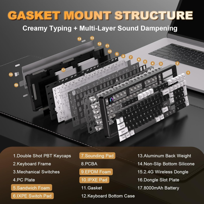 Tastatură Mecanică Wireless YUNZII AL98 Aluminiu RGB QMK/VIA Milk Switch [3]