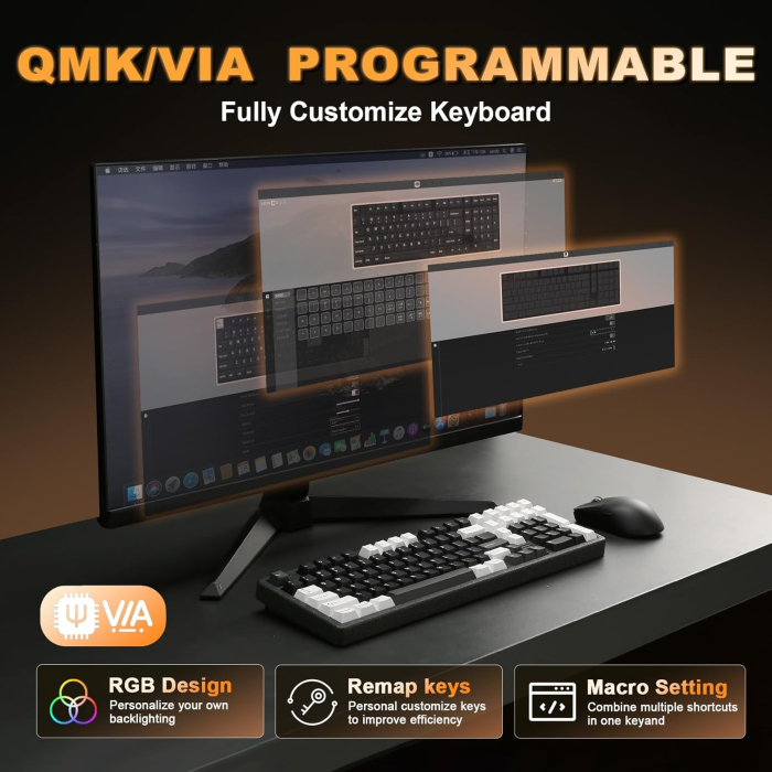 Tastatură Mecanică Wireless YUNZII AL98 Aluminiu RGB QMK/VIA Milk Switch [4]