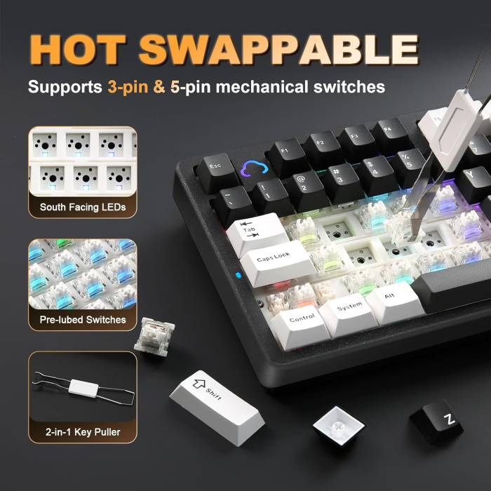 Tastatură Mecanică Wireless YUNZII AL98 Aluminiu RGB QMK/VIA Milk Switch [6]