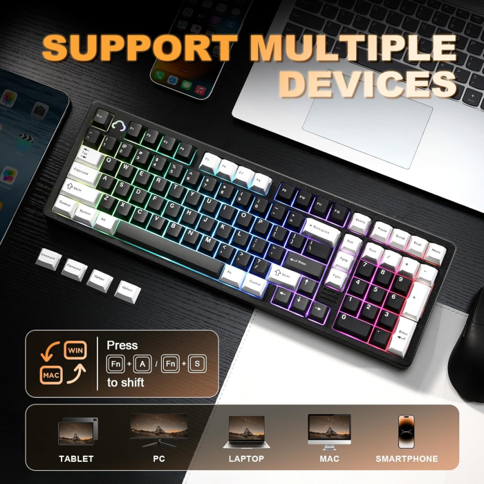 Tastatură Mecanică Wireless YUNZII AL98 Aluminiu RGB QMK/VIA Milk Switch [8]