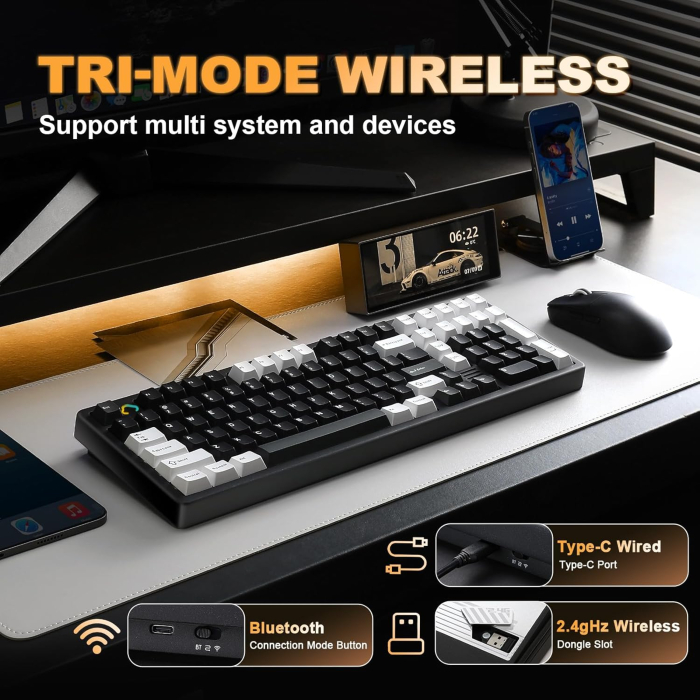 Tastatură Mecanică Wireless YUNZII AL98 Aluminiu RGB QMK/VIA Milk Switch [5]