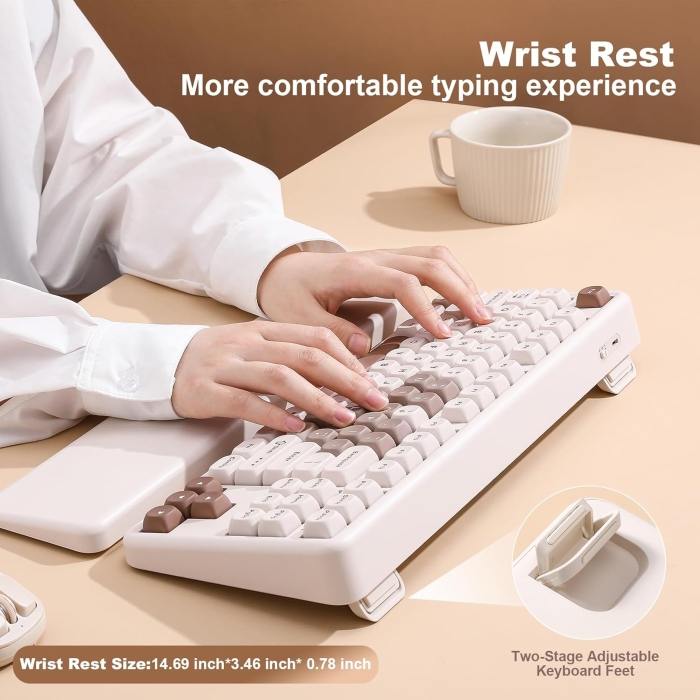 Tastatură Mecanică Wireless YUNZII B87 RGB QMK/VIA Cocoa Cream V2 Blue Heart [7]