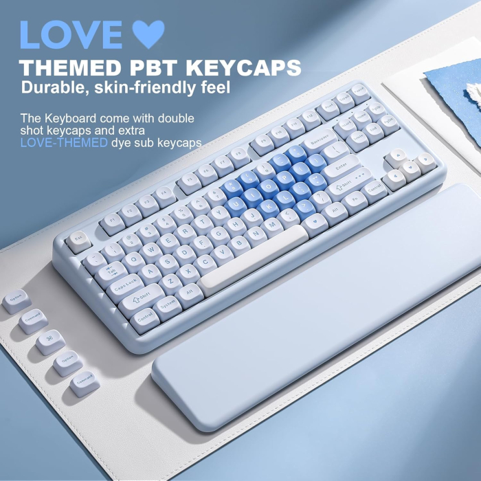 Tastatură Mecanică Wireless YUNZII B87 RGB QMK VIA cu Suport Încheietură Blue Heart [2]