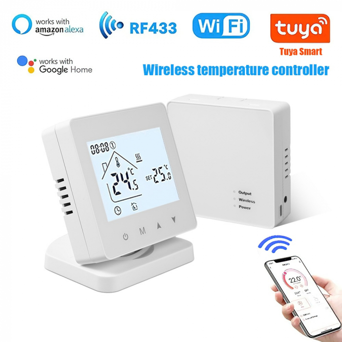Termostat Inteligent WiFi TUYA RF433 – Control Mobil, Compatibil Încălzire Apă și Centrala Gaz SmartHome [2]