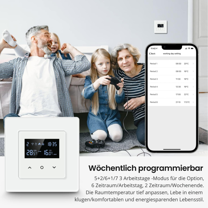 Termostat WiFi MIUCDA Tuya Smart Life pentru Centrală și Încălzire în Pardoseală Compatibil Alexa și Google Home [6]