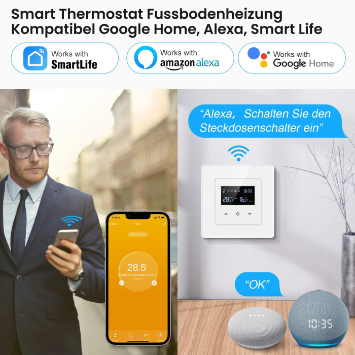 Termostat WiFi MIUCDA Tuya Smart Life pentru Centrală și Încălzire în Pardoseală Compatibil Alexa și Google Home [4]