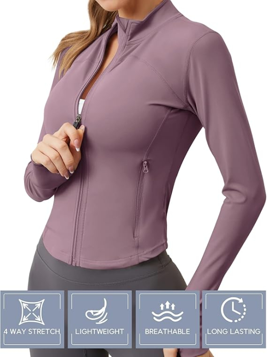 Top Sport Damă IECCP Roz cu Mânecă Lungă, Fermoar și Găuri pentru Degete Slim Fit [4]