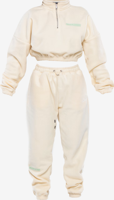 Trening Damă Casual Bej – Set Hanorac și Pantaloni Fleece [3]