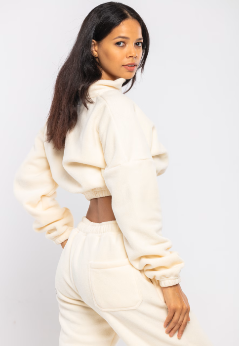 Trening Damă Casual Bej – Set Hanorac și Pantaloni Fleece [5]