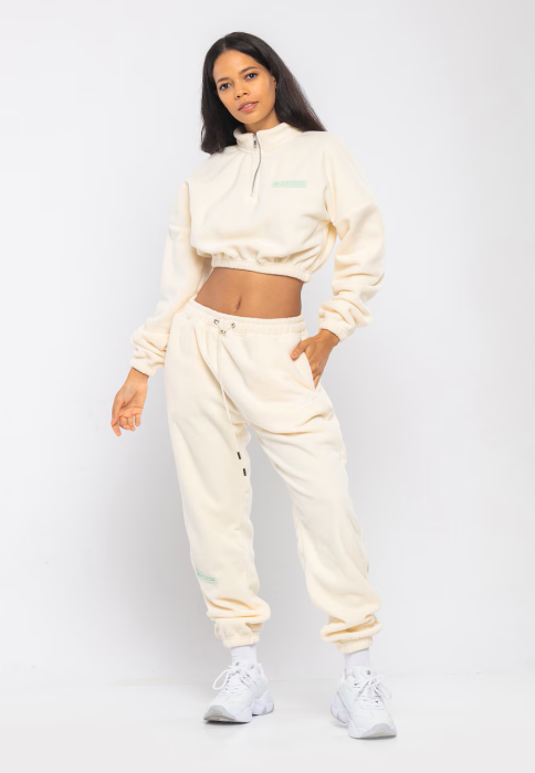 Trening Damă Casual Bej – Set Hanorac și Pantaloni Fleece [8]