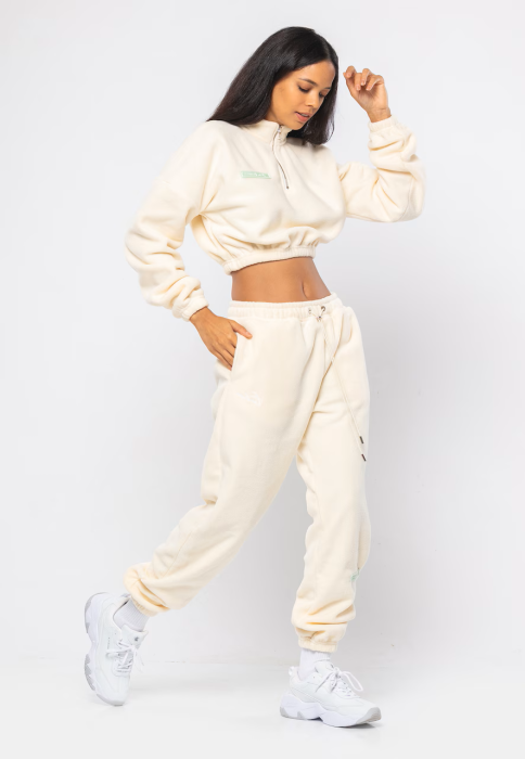 Trening Damă Casual Bej – Set Hanorac și Pantaloni Fleece [10]