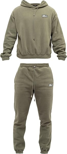 Trening Fleece Bărbați TOM BARRON Khaki Regular Fit cu Glugă și Patch Brodat [3]