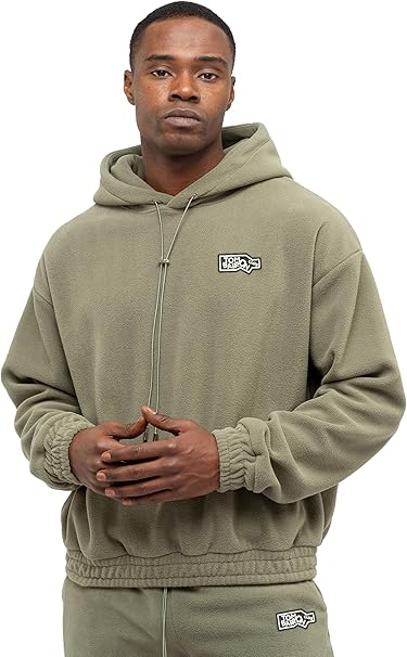 Trening Fleece Bărbați TOM BARRON Khaki Regular Fit cu Glugă și Patch Brodat [5]