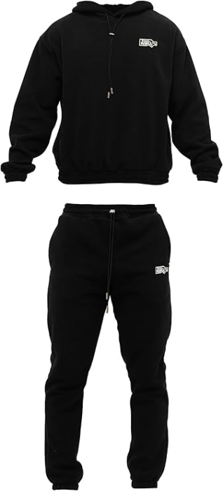 Trening Fleece Bărbați TOM BARRON Negru Regular Fit cu Glugă și Patch Brodat [3]