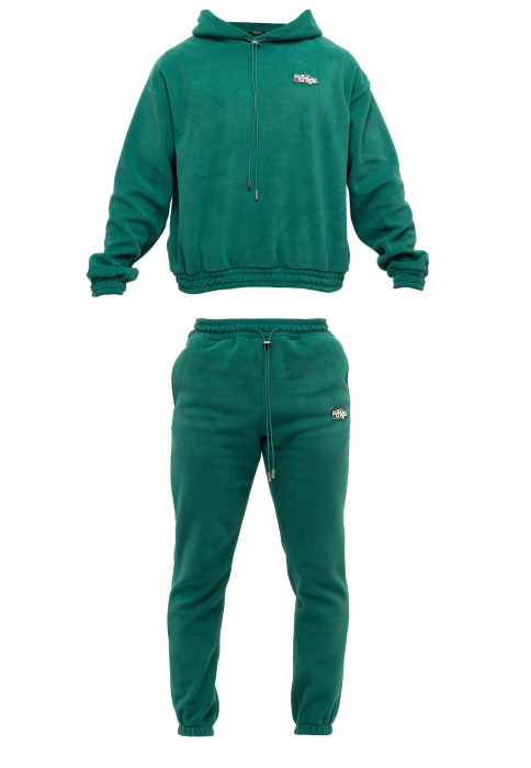 Trening Fleece Bărbați TOM BARRON Verde Smarald Regular Fit cu Glugă și Patch Brodat [3]