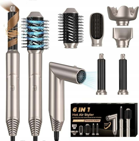 Uscatoare de par - Set perii uscător de păr 6 în 1 ionic cu accesorii de coafare