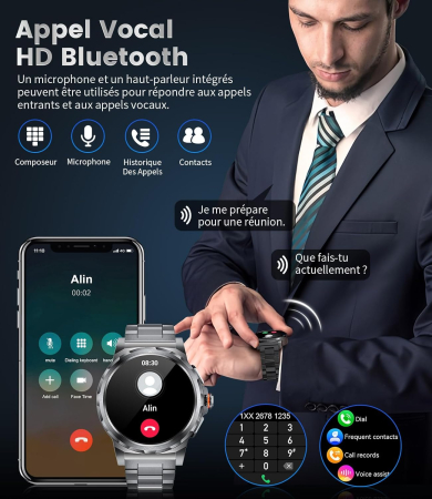 Smartwatch 1,43 inch Bluetooth cu asistent vocal rezistenta 5ATM compatibil Android si iOS [2]