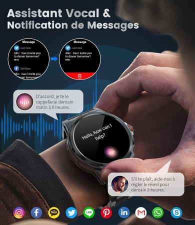 Smartwatch 1,43 inch Bluetooth cu asistent vocal rezistenta 5ATM compatibil Android si iOS [4]