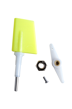 Carme - Cârmă navomodel 11.5 cm din PPR cu ax inox 5 mm – piesă direcție barcă plantat