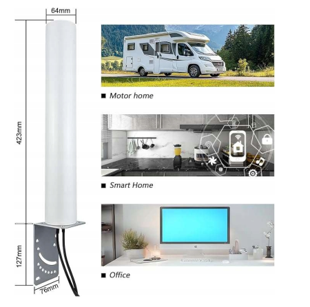 Antena externă 4G LTE 600–2700 MHz, omnidirecțională, SMA, cablu 5 m KMR200, 50 Ω [3]