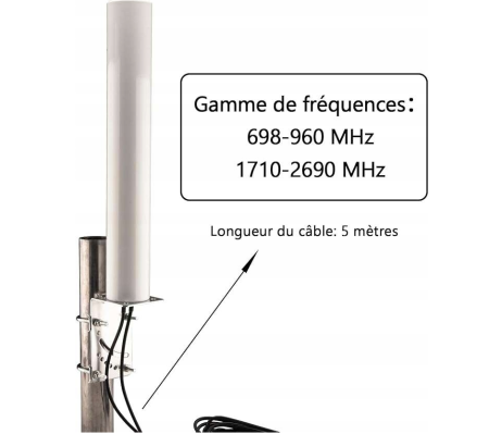 Antena externă 4G LTE 600–2700 MHz, omnidirecțională, SMA, cablu 5 m KMR200, 50 Ω [1]