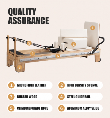 Aparat Reformer Profesional Pilates din Lemn – Echipament Fitness Premium pentru Tonifiere și Flexibilitate [12]