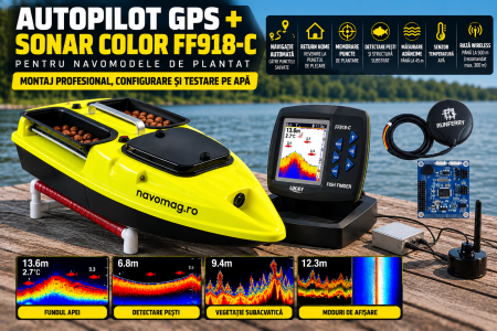 Revizie și Reparații Navomodele - Autopilot GPS și Sonar Color FF918-C pentru Navomodel – Montaj Profesional și Testare pe Apă
