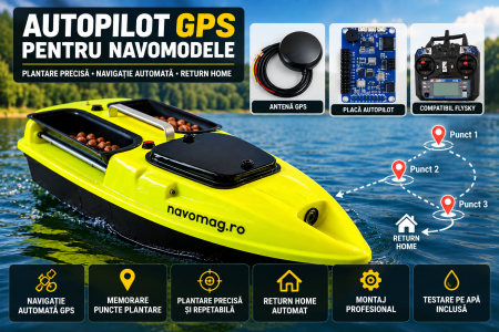 Revizie și Reparații Navomodele - Titlul Imaginii Principale Autopilot GPS Runferry pentru Navomodel – Montaj Profesional și Testare pe Apă NAVOMAG